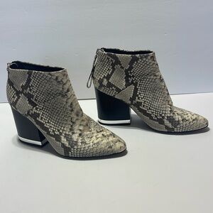 ASH snakeskin Booties 3.5” Chunky Heel Back Zipper Size 7.5